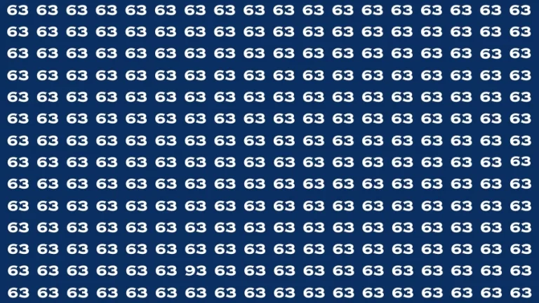 Observation Brain Test: If you have 50/50 Vision Find the Number 93 among 63 in 15 Secs