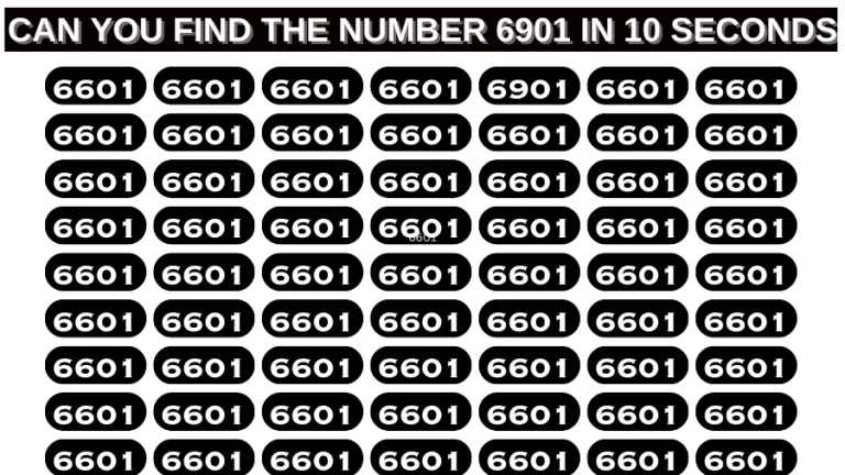 Test Visual Acuity: If you have Hawk Eyes Find the Number 6901 among 6601 in 15 Secs