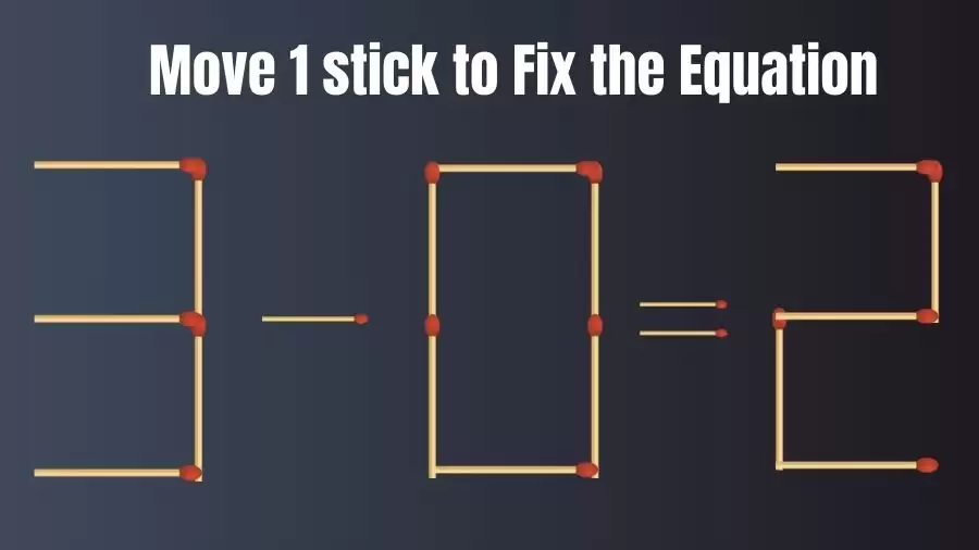 Brain Teaser: 3-0=2 Move Only 1 Matchstick To Fix The Equation
