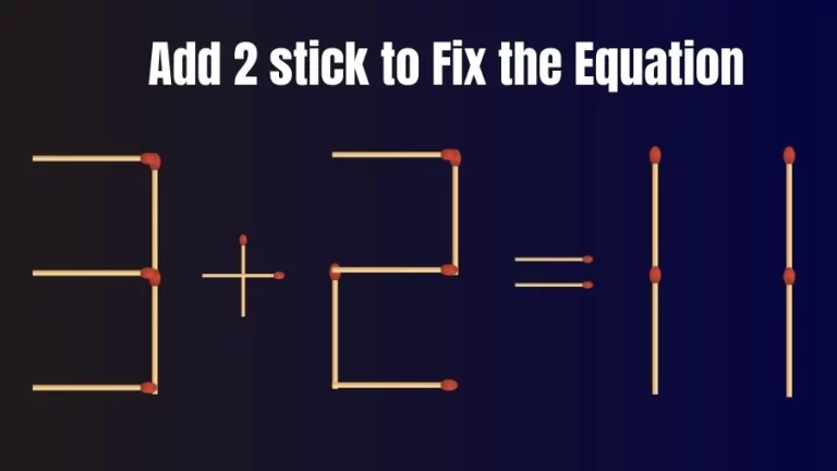 Brain Teaser: 3+2=11 Add 2 Matchsticks to Fix the Equation | Matchsticks Puzzle