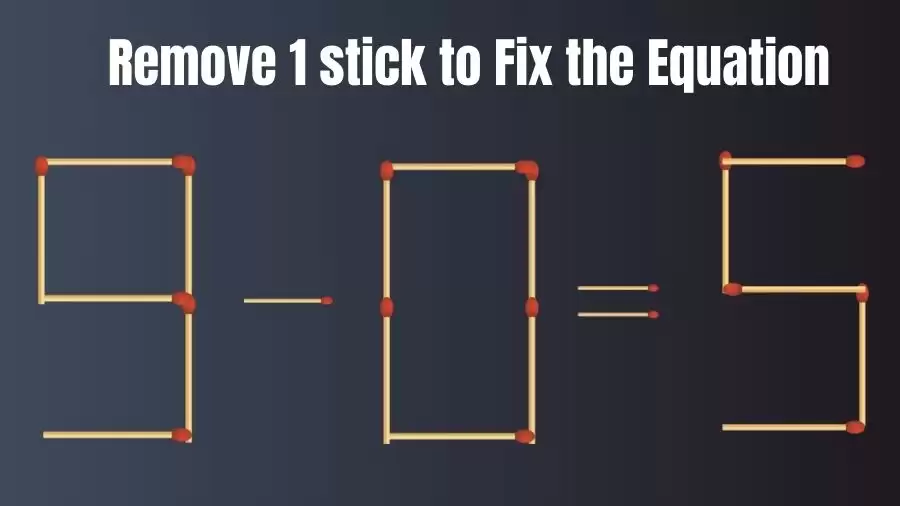 Brain Teaser: 9-0=5 Remove 1 Stick To Fix The Equation