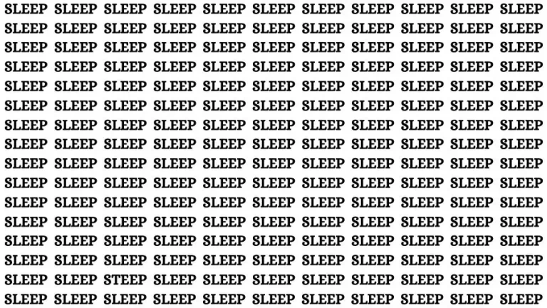 Test Your Eyes With This Image Find the Word Steep among Sleep in 15 Secs