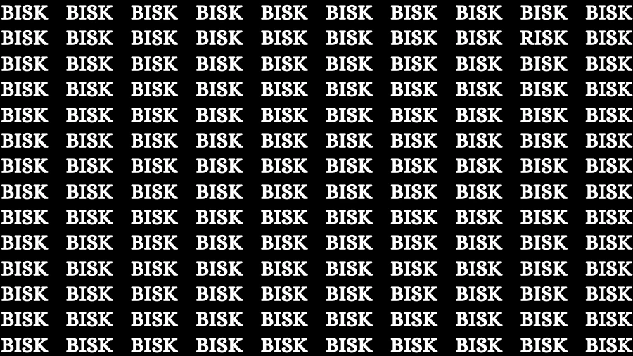 Observation Brain Challenge: If you have Eagle Eyes Find the word Risk among Bisk in 15 Secs