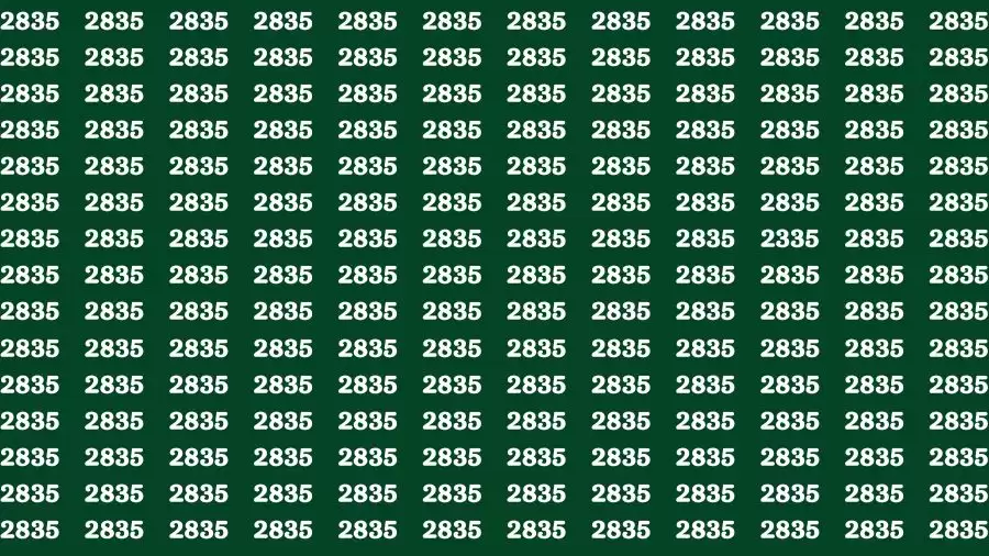 Observation Skill Test: If you have Sharp Eyes Find the Number 2335 among 2835 in 15 Secs