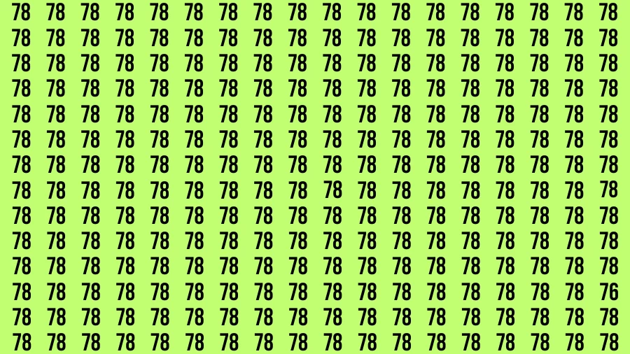 Observation Brain Test: If you have 50/50 Vision Find the Number 76 among 78 in 15 Secs