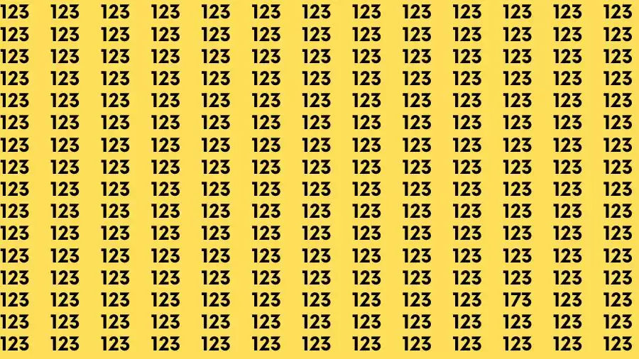 Observation Brain Test: If you have 50/50 Vision Find the Number 173 among 123 in 15 Secs