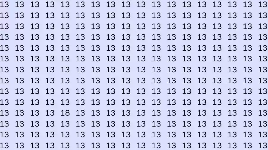 Observation Skill Test: If you have Eagle Eyes Find the number 18 among 13 in 16 Seconds?