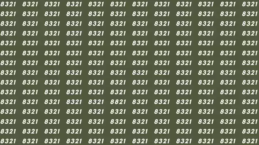 Optical Illusion Brain Test: If you have Eagle Eyes Find the number 8821 among 8321 in 15 Seconds?