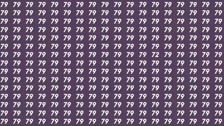 Optical Illusion Brain Challenge: If you have 50/50 Vision Find the number 72 among 79 in 12 Seconds?