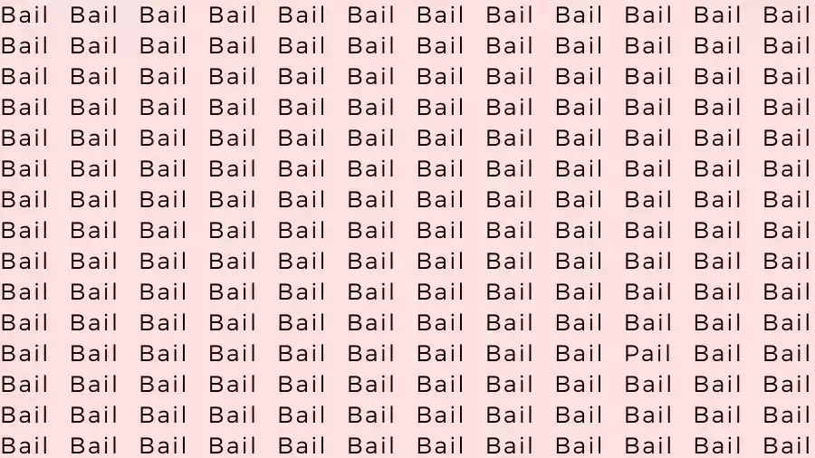 Optical Illusion Brain Test: If you have Keen Eyes find the Word Pail among Bail in 10 Secs