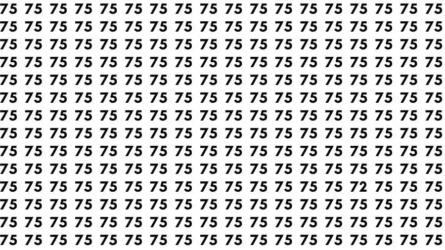 Observation Skills Test: If you have Eagle Eyes Find the number 72 among 75 in 15 Seconds?