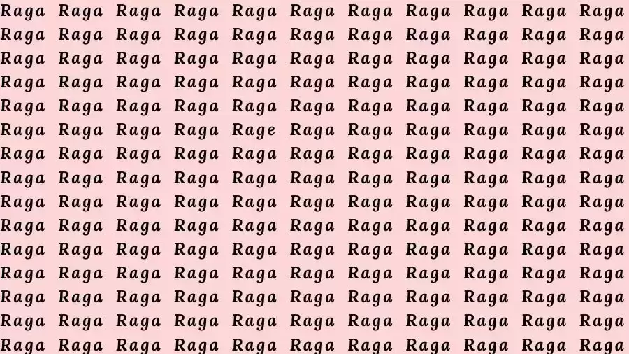 Optical Illusion Brain Test: If you have Sharp Eyes find the Word Rage among Raga in 12 Seconds