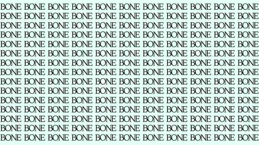 Optical Illusion Brain Test: If you have Hawk Eyes find the Word Done among Bone in 20 Secs