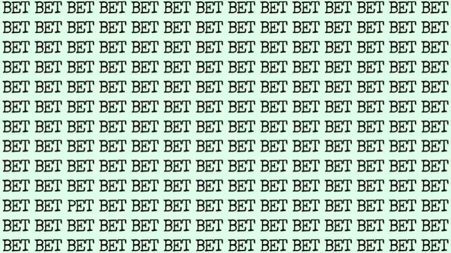 Optical Illusion Challenge: If you have Sharp Eyes find the Word Pet among Bet in 20 Secs