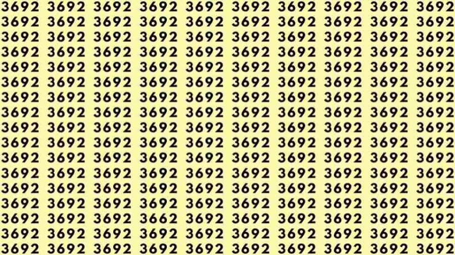 Observation Skills Test: If you have Eagle Eyes Find the number 3662 among 3692 in 6 Seconds?