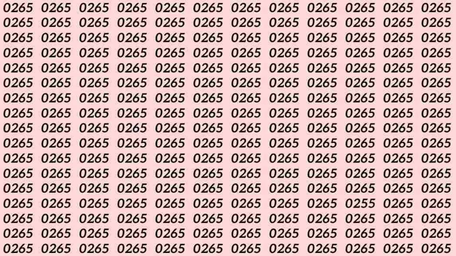 Optical Illusion Brain Test: If you have Sharp Eyes Find the number 0255 among 0265 in 7 Seconds?