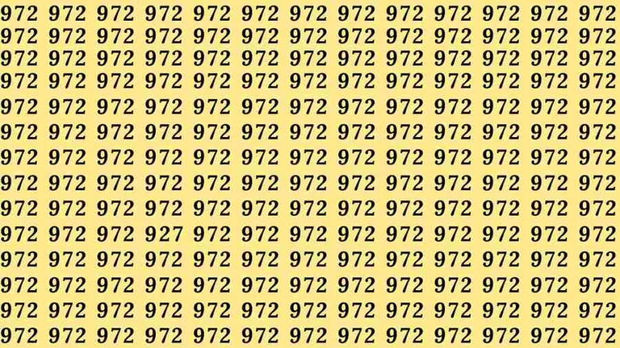 Optical Illusion Brain Test: If you have Sharp Eyes Find the number 927 among 972 in 8 Seconds?