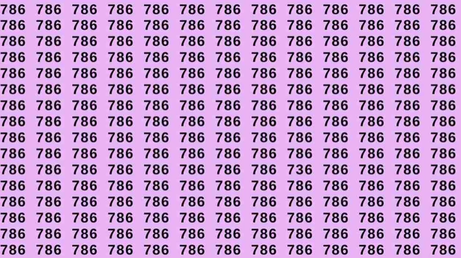 Observation Skill Test: If you have Hawk Eyes find the number 736 among 786 in 7 Seconds?
