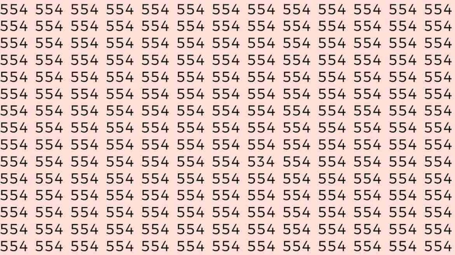 Optical Illusion Brain Test: If you have Sharp Eyes Find the number 534 among 554 in 6 Seconds?