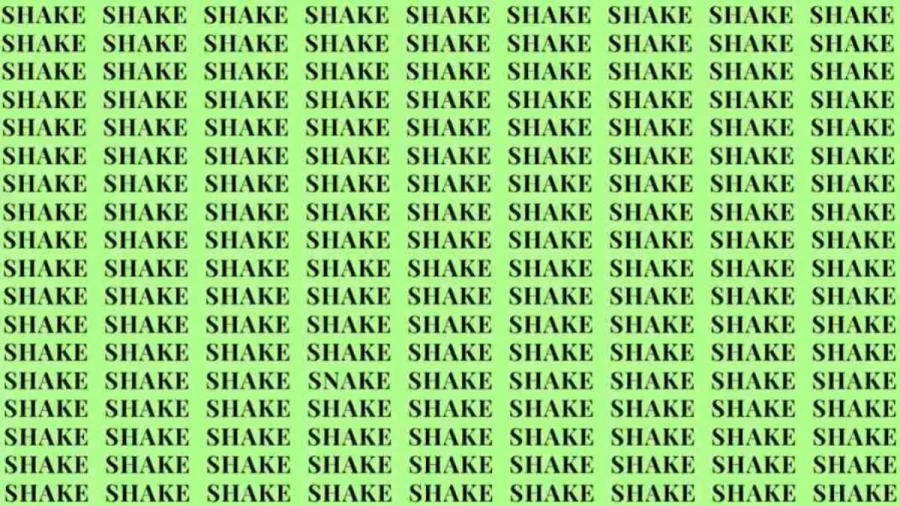Observation Skills Test: If you have Eagle Eyes find the Word Snake among Shake in 10 Secs