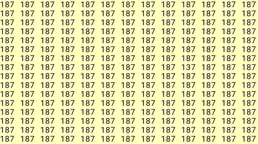 Observation Skill Test: If you have Eagle Eyes find the number 137 among 187 in 6 Seconds?