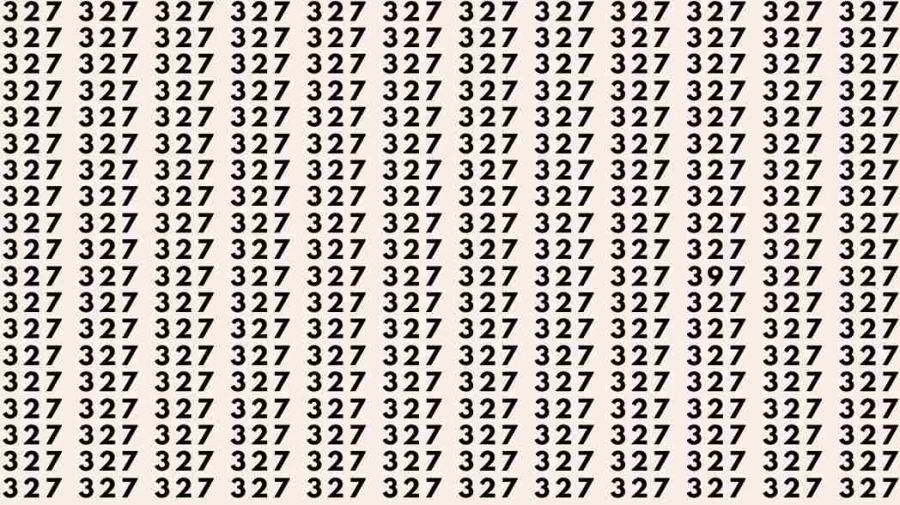 Optical Illusion Test: If you have Hawk Eyes Find the number 397 among 327 in 7 Seconds?