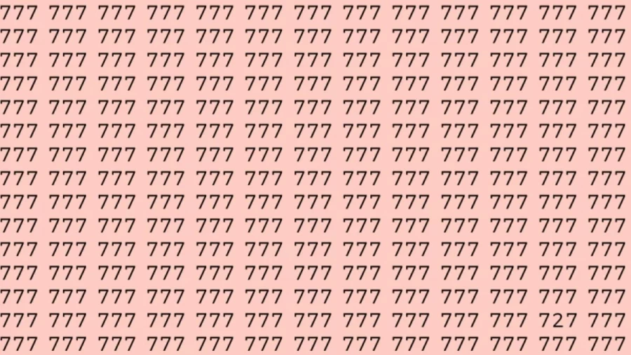 Observation Skills Test: If you have Sharp Eyes Find the number 727 among 777 in 7 Seconds?