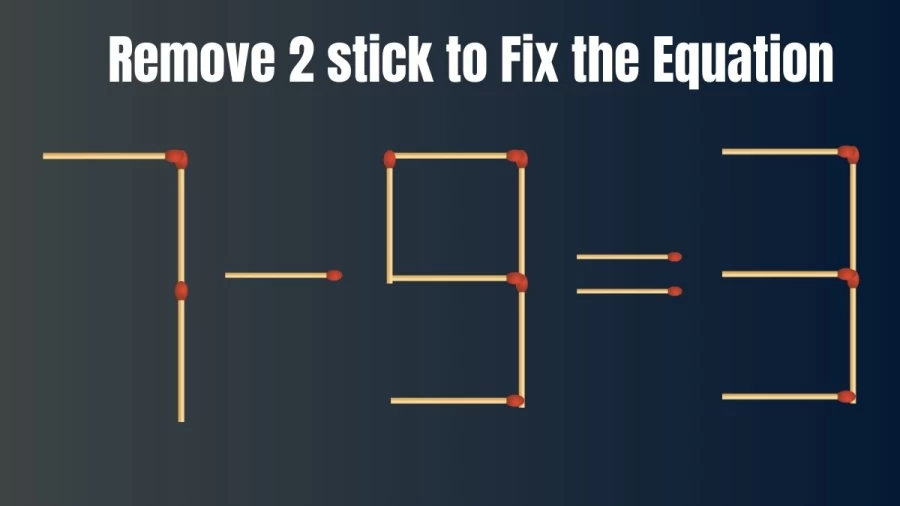 Matchstick Brain Teaser: Remove 2 Matchsticks and Correct the Equation 7-9=3 in 10 Secs