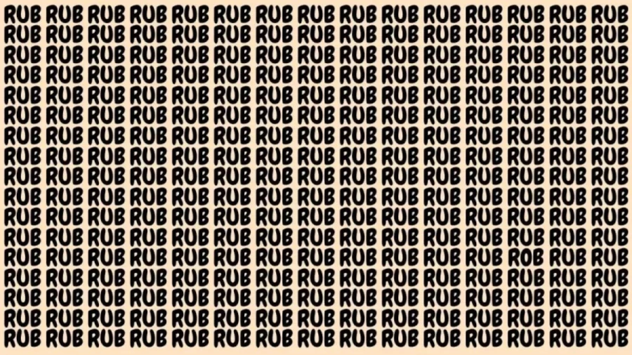Observation Brain Test: If You Have Sharp Eyes Find the Word Rob Among Rub in 15 Secs