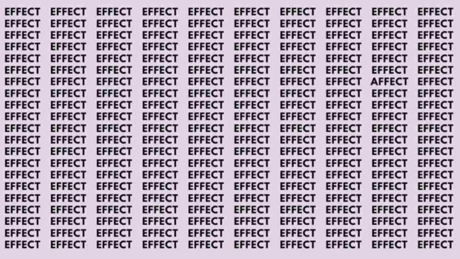 Observation Skill Test: If you have Eagle Eyes find the Word affect among effect in 10 Secs