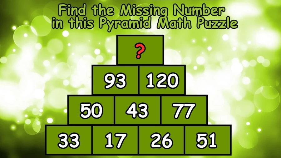 Brain Teaser: Find the Missing Number in this Pyramid Math Puzzle