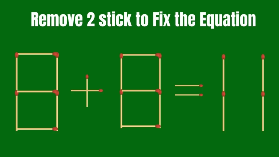 Brain Test: 8+8=11 Remove 2 Matchsticks To Fix The Equation