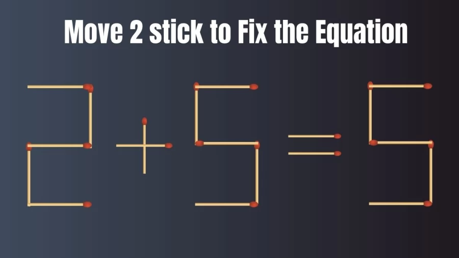 Matchstick Brain Teaser: Correct the Equation 2+5=5 by Moving just 2 Sticks II Viral Puzzle