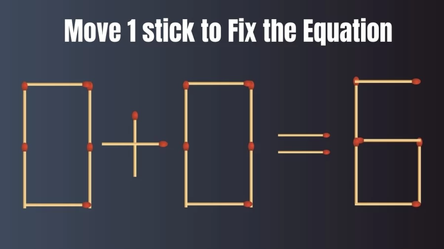 Matchstick Brain Teaser IQ Test: Move 1 Stick to Fix the Equation 0+0=6