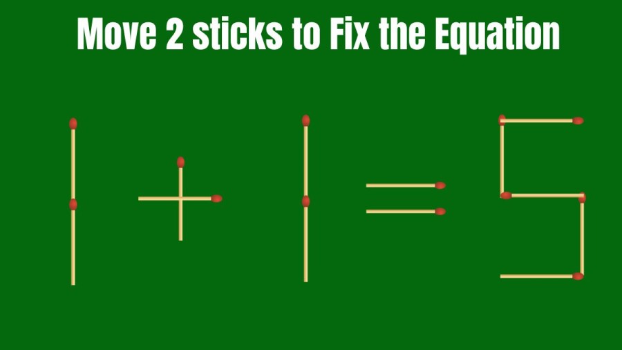1+1=5 Move 2 Sticks and Fix this Equation