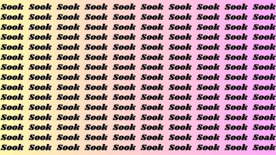 Observation Brain Test: If you have Sharp Eyes Find the Word Soak among Sook in 15 Secs