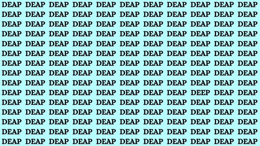 Brain Teaser: If you have Sharp Eyes Find the Word Deep among Deap in 15 Secs