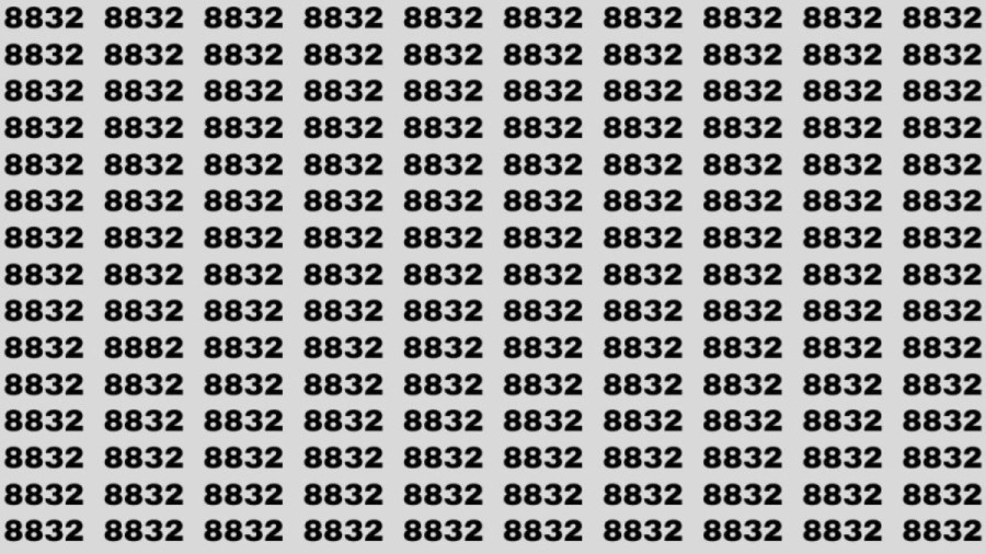 Optical Illusion: If you have Eagle Eyes find the Number 8882 among 8832 in 15 Secs