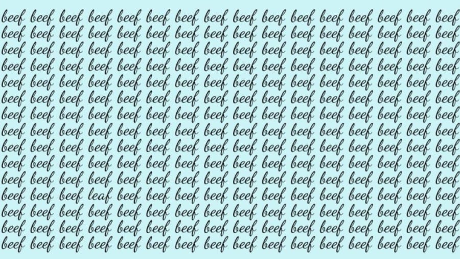 Optical Illusion Brain Test: If you have Sharp Eyes find the Word Leaf among Beef in 20 Secs