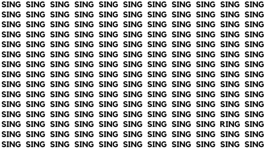 Brain Teaser: If you have Sharp Eyes Find the Word Ring among Sing in 20 Secs