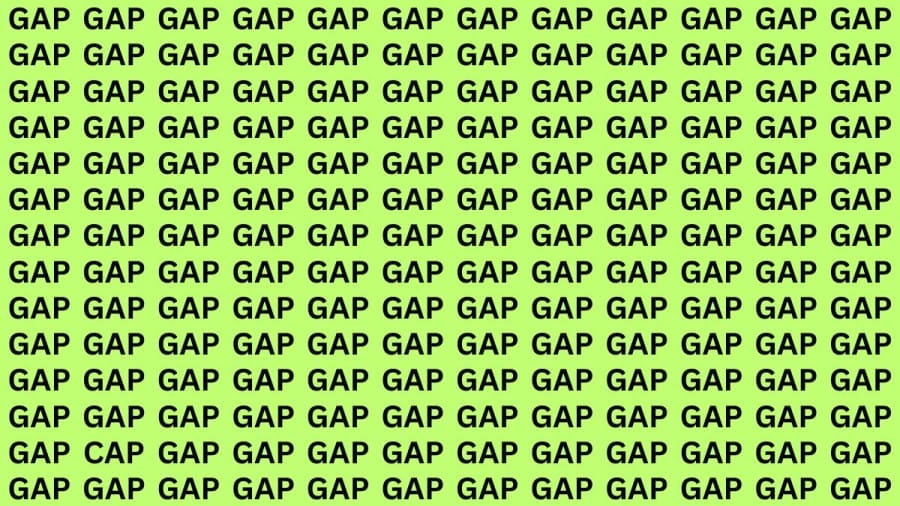 Brain Test: If you have Hawk Eyes Find the Word Cap among Gap in 18 Secs