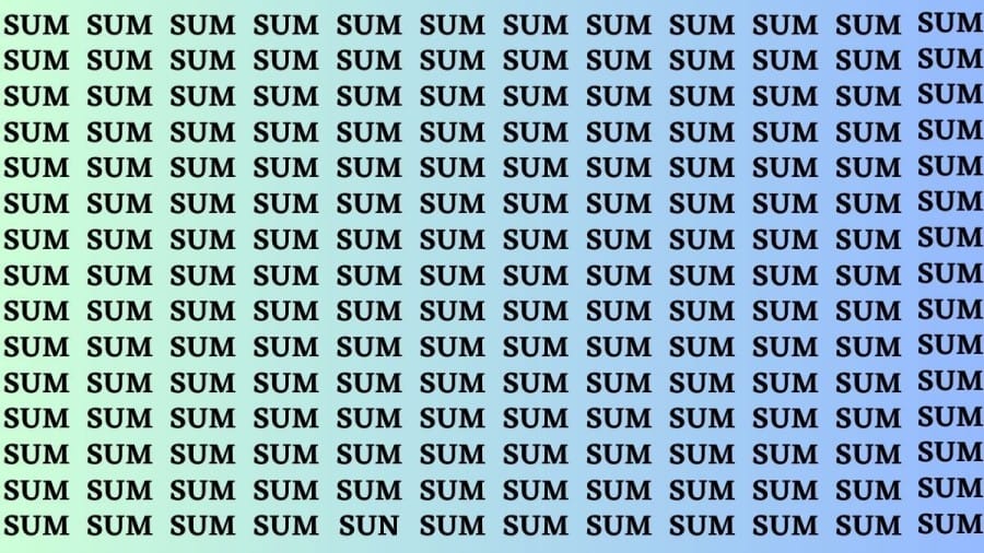 Brain Test: If you have Eagle Eyes Find the word Sun among Sum in 15 Secs