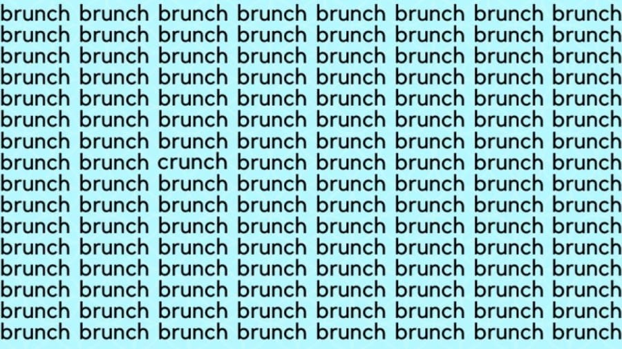 Optical Illusion Brain Test: If you have Hawk Eyes find the Word Crunch among Brunch in 20 Secs