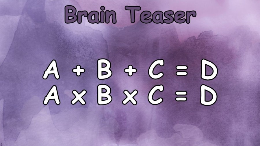 Brain Teaser: A + B + C = D, and A x B x C = D. What Numbers Make These Two Equations True?
