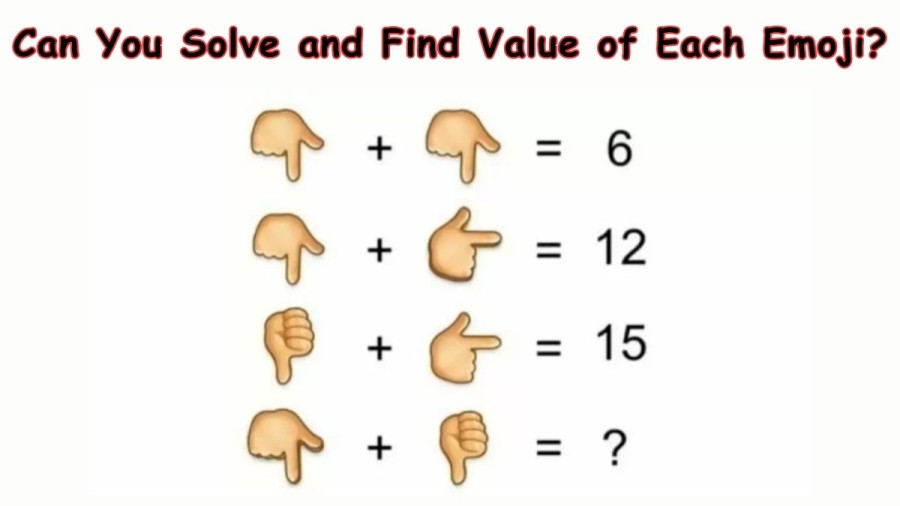 Brain Teaser - Can You Solve and Find Value of Each Emoji?