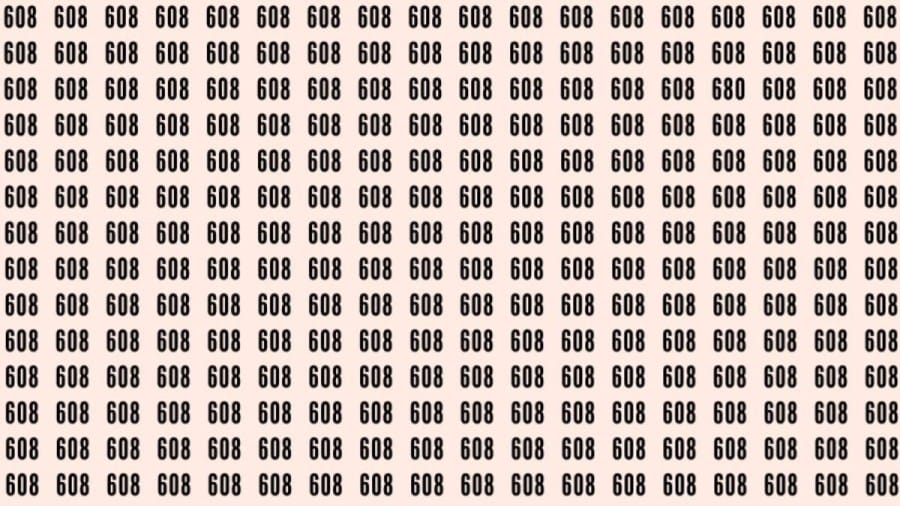 Observation Skills Test: Can you find the number 680 among 608 in 10 seconds?