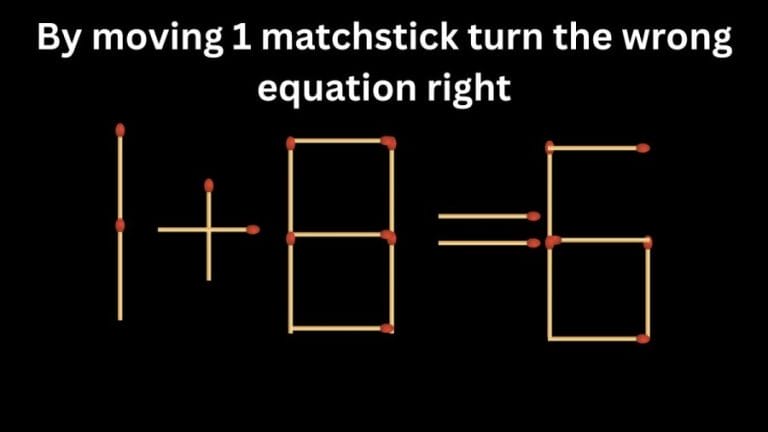 Brain Teaser: 1+8=6 By moving 1 matchstick turn the wrong equation right | Tricky Matchstick puzzles