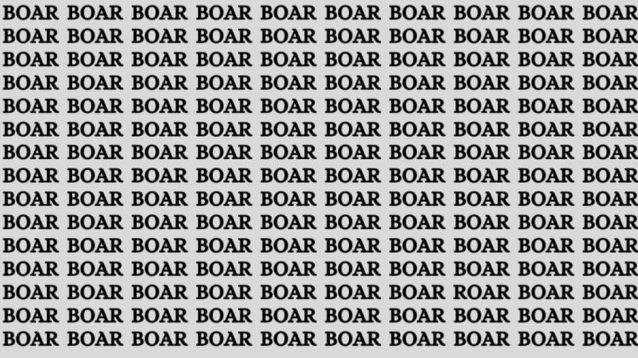 Brain Teaser: If You Have Sharp Eyes Find The Word Roar among Boar in 20 Secs